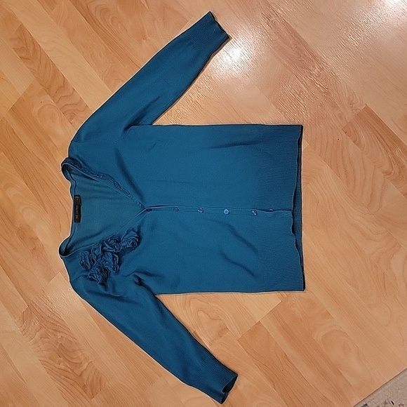 The Limited Sweaters - The Limited Blue Embellished Cardigan Size small
